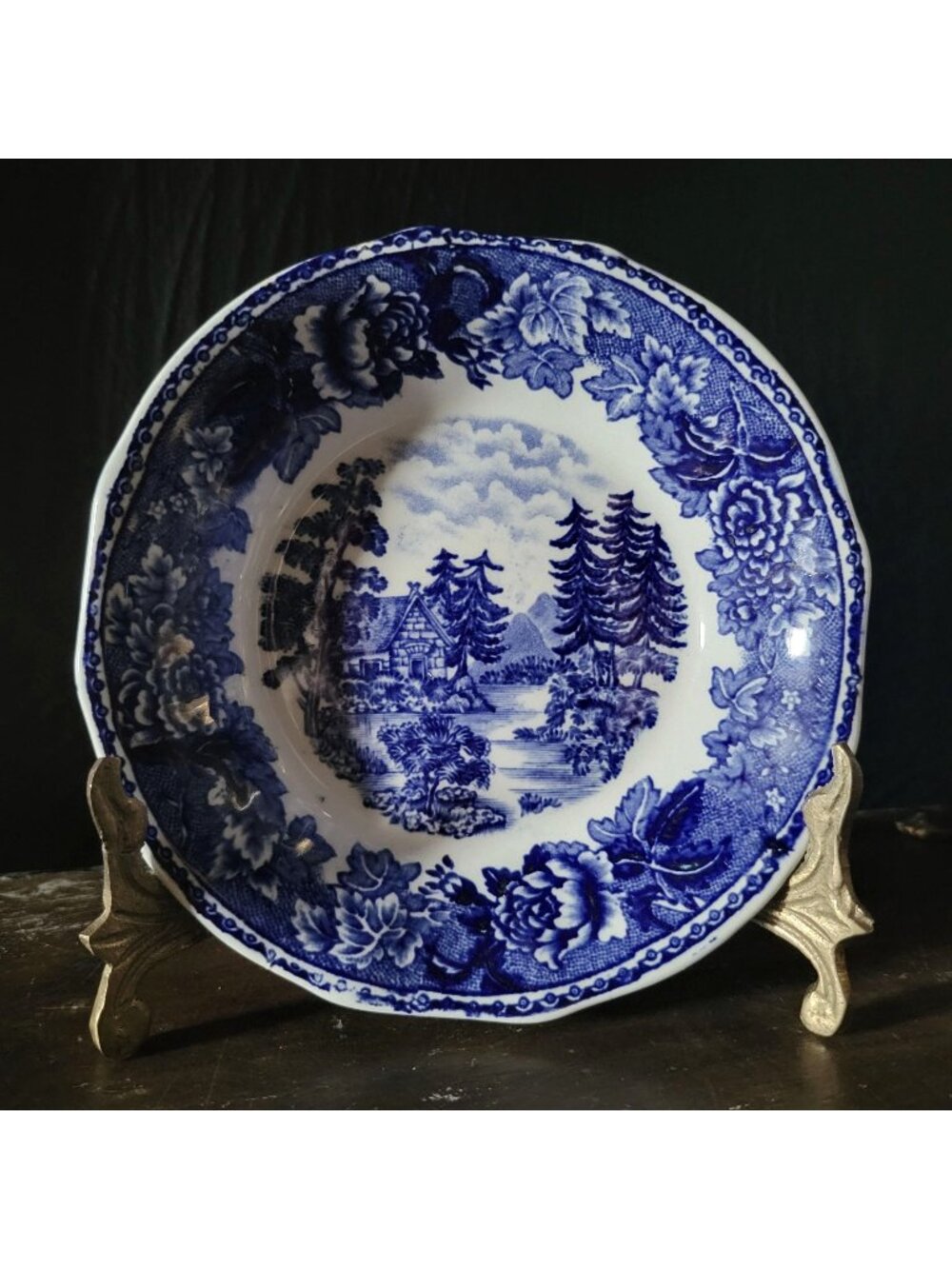 Vtg Landscape Blue By Arabia Of Finland Fruit Dessert Sauce Berry Bowl *Read